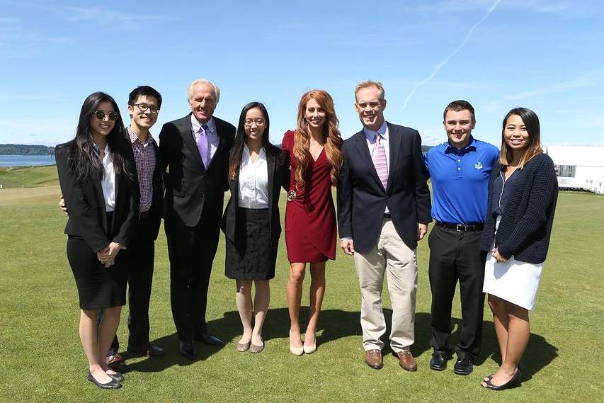 Foster undergraduate students enjoy U.S. Open media day with legendary champion Greg Norman and FOX Sports broadcasters.