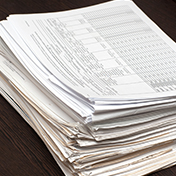 stack of financial papers
