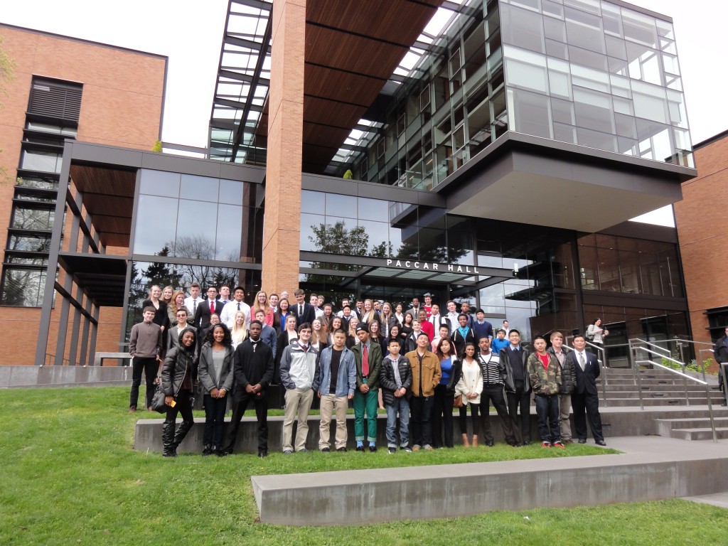 Academy of Finance Juniors from Ballard, Chief Sealth, and Franklin high schools visit the Foster School, April 2015