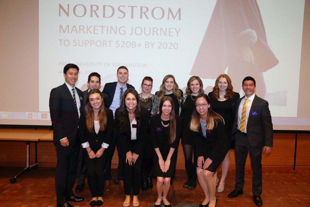 Nordstrom Investor Relations Manager Michelle Berg with UW AMA Leadership team. 