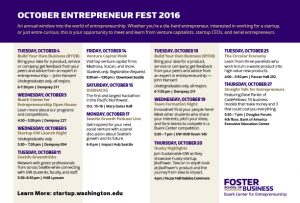 List of events for October Entrepreneurship Fest