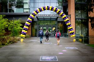 Photo of balloons outside of Paccar Hall