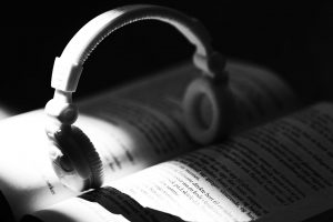 Generic headphones and book image