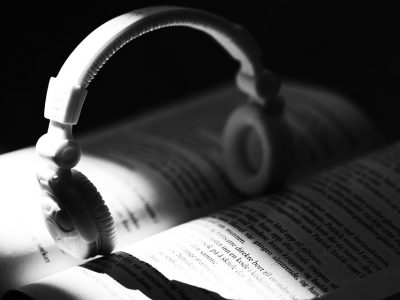 Generic headphones and book image