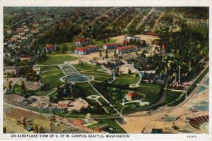 An Aeroplane View of UW Campus 1924 postcard