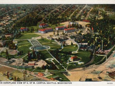 An Aeroplane View of UW Campus 1924 postcard