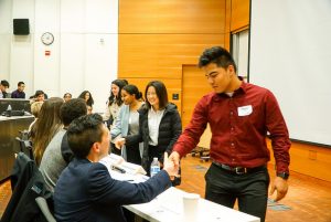 Mentees greet judges in the final iCreate Case Challenge round