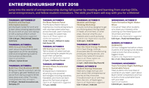 The new school year is a perfect time for students to take entrepreneurship out for a spin. The Buerk Center for Entrepreneurship has the keys. We call it Entrepreneurship Fest. Dozens of events over the first several weeks of fall quarter (detailed below) that students can drop into, sample, learn from, and decide what their journey will look like.