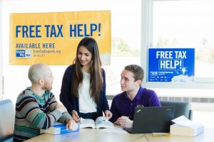 Students getting help with taxes