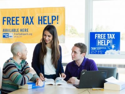 Students getting help with taxes