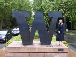 KD standing in front of the UW entrance