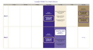 TMMBA sample weekly schedule