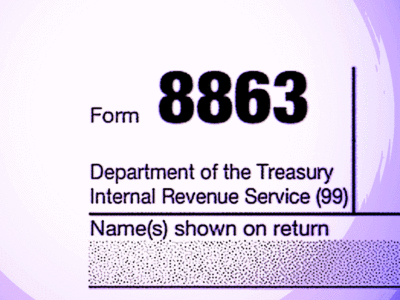 partial image of the IRS form 8863