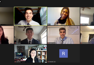 a screenshot of undergraduate students in a zoom meeting