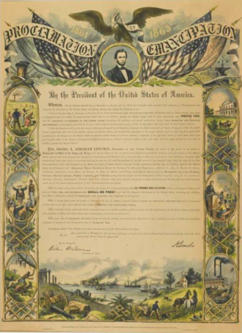 a commemorative copy of the emancipation proclamation