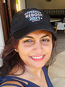 Chetana Desai in a Diversity Reboot 2021 hat
