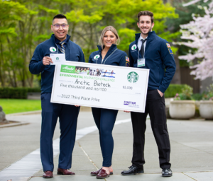 Judges awarded the $5,000 Starbucks Third Place Prize to team Arctic Biotech Oath from the University of Alaska-Anchorage in the 2022 Alaska Airlines Environmental Innovation Challenge
