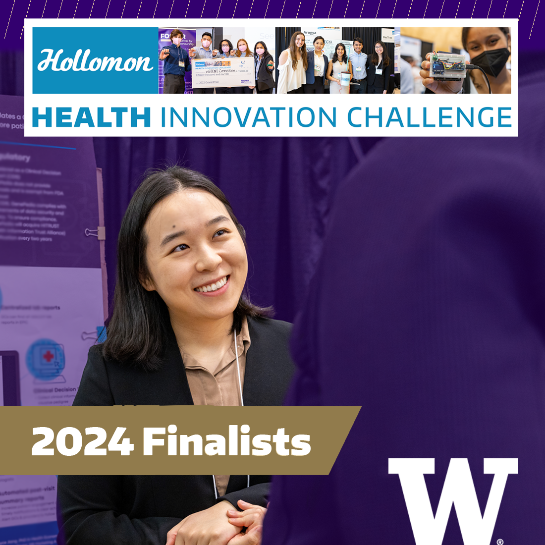 Judges named 22 student finalist teams for the 2024 Hollomon Health Innovation Challenge (HIC) at the University of Washington.