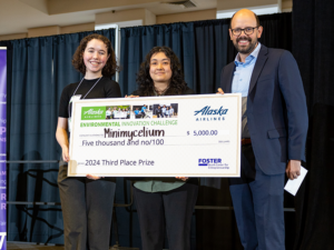 The $5,000 Alaska Airlines Third Place Prize went to team Minimycelium in the 2024 Alaska Airlines Environmental Innovation Challenge at the University of Washington