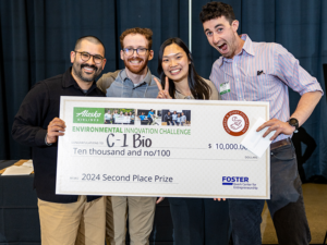 The $10,000 Herbert B. Jones Foundation Second Place Prize went to team C-1 Bio from UW in the 2024 Alaska Airlines Environmental Innovation Challenge