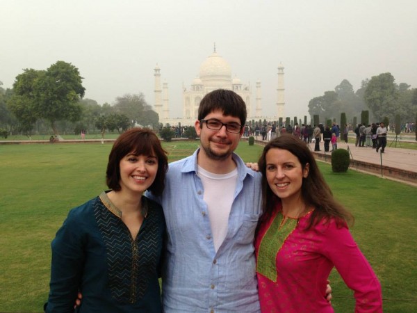 Kim Hickey (left) with two Evening MBA classmates on the annual Global Consulting Trip to India in December, 2013