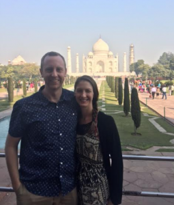 Lacey and her fiancé Tyson Hunter, both members of the Foster Evening MBA Class of 2017, at the Taj Mahal